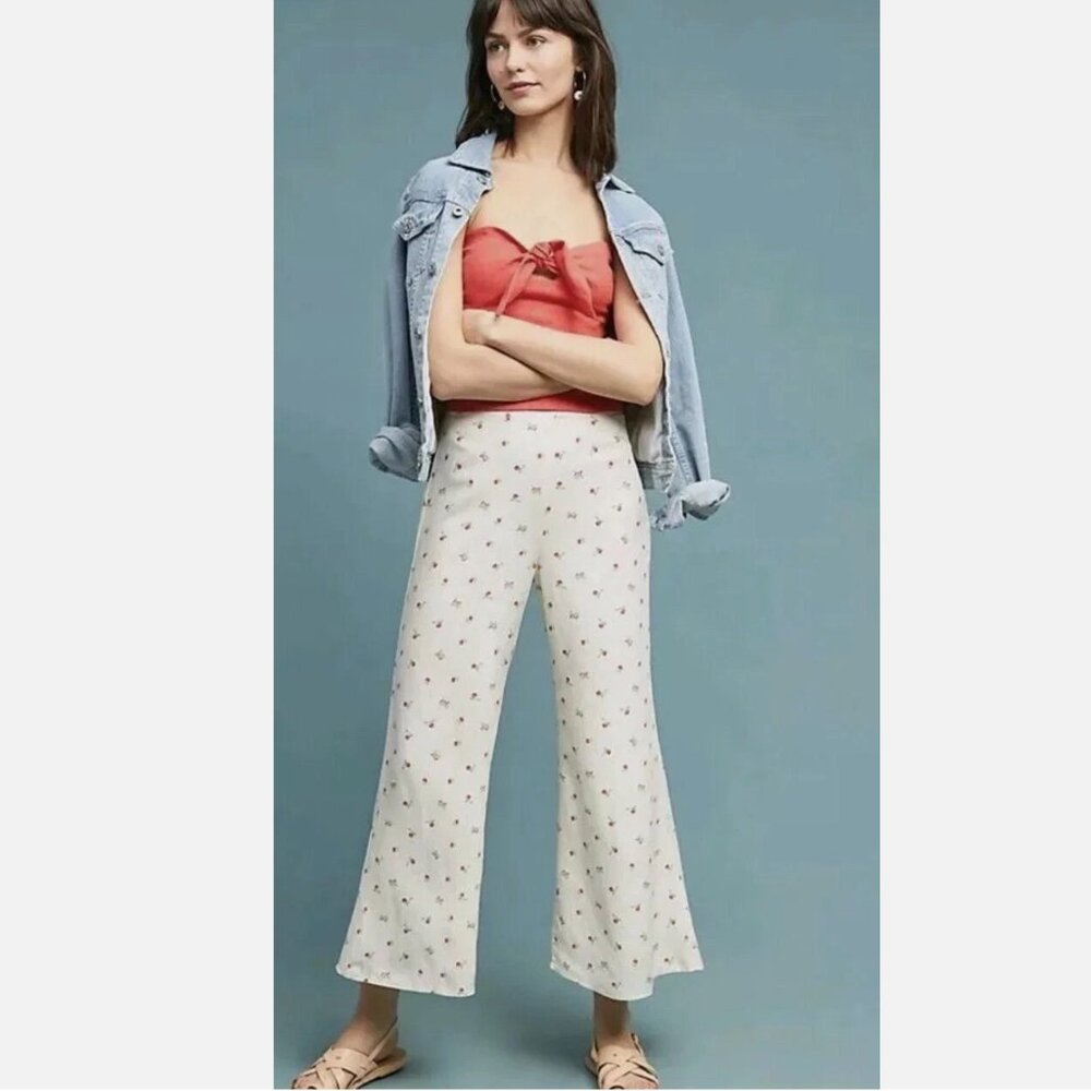 Anthropologie Feather Bone Womens Talese Cherry Wide Leg Pants